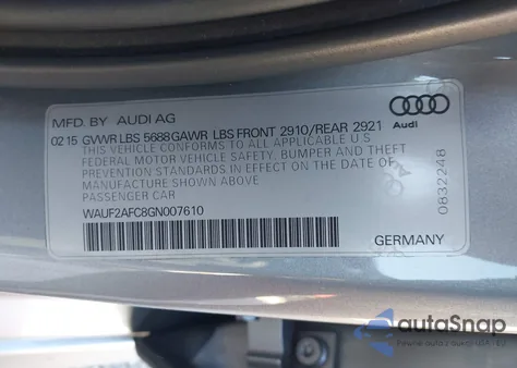 2016 Audi S6 4.0T Premium Plus from USA, damaged, VIN WAUF2AFC8GN007610